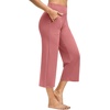 image:imageG4Free Capri Pants for Women Wide Leg Yoga Dress Capris with Pockets Cross Loose Casual Work Crop PantsCameo