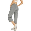 image:imageG4Free Capri Pants for Women Wide Leg Yoga Dress Capris with Pockets Cross Loose Casual Work Crop PantsGray Heather
