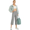 image:imageG4Free Capri Pants for Women Wide Leg Yoga Dress Capris with Pockets Cross Loose Casual Work Crop PantsGray Heather