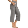 image:imageG4Free Capri Pants for Women Wide Leg Yoga Dress Capris with Pockets Cross Loose Casual Work Crop PantsMocha Brown