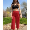 image:imageG4Free Capri Pants for Women Wide Leg Yoga Dress Capris with Pockets Cross Loose Casual Work Crop PantsRed