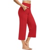 image:imageG4Free Capri Pants for Women Wide Leg Yoga Dress Capris with Pockets Cross Loose Casual Work Crop PantsRed