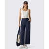 image:imageG4Free EverGoing Wide Leg Ankle Pants for Women 78 Length Yoga Dress Pants High Waist Stretch with Pockets Casual WorkNavy Heather