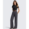 image:imageG4Free EverGoing Womens Wide Leg Dress Pants Pull On Stretchy High Waisted Casual Trousers with PocketsDark Gray