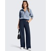 image:imageG4Free EverGoing Womens Wide Leg Dress Pants Pull On Stretchy High Waisted Casual Trousers with PocketsDark Navy