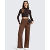 image:imageG4Free ShiftReady Womens Casual Pants with Pockets Wide Leg Elastic Waist Pants StretchDark Coffee