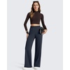 image:imageG4Free ShiftReady Womens Casual Pants with Pockets Wide Leg Elastic Waist Pants StretchDark Navy