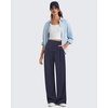 image:imageG4Free ShiftReady Womens Wide Leg Yoga Dress Pants with Pockets High Waisted Work Trousers Dressy CasualDark Navy Pinstripe