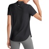 image:imageG4Free Skimetic UPF 50 Womens Workout Tops Short Sleeve Half Zip Golf Shirts Loose Fit Athletic Gym Tshirts RunningBlack
