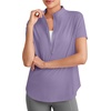 image:imageG4Free Skimetic UPF 50 Womens Workout Tops Short Sleeve Half Zip Golf Shirts Loose Fit Athletic Gym Tshirts RunningGray Purple