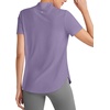 image:imageG4Free Skimetic UPF 50 Womens Workout Tops Short Sleeve Half Zip Golf Shirts Loose Fit Athletic Gym Tshirts RunningGray Purple