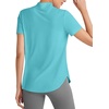 image:imageG4Free Skimetic UPF 50 Womens Workout Tops Short Sleeve Half Zip Golf Shirts Loose Fit Athletic Gym Tshirts RunningLake Blue