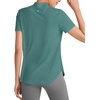 image:imageG4Free Skimetic UPF 50 Womens Workout Tops Short Sleeve Half Zip Golf Shirts Loose Fit Athletic Gym Tshirts RunningMyrtle Green