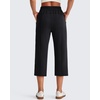 image:imageG4Free Smoofit Wide Leg Capri Pants for Women Adjustable Shockcord High Waist Summer Travel Casual Pants with PocketsBlack