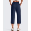 image:imageG4Free Smoofit Wide Leg Capri Pants for Women Adjustable Shockcord High Waist Summer Travel Casual Pants with PocketsDeep Navy