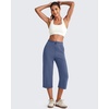 image:imageG4Free Smoofit Wide Leg Capri Pants for Women Adjustable Shockcord High Waist Summer Travel Casual Pants with PocketsDenim Blue