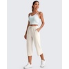 image:imageG4Free Smoofit Wide Leg Capri Pants for Women Adjustable Shockcord High Waist Summer Travel Casual Pants with PocketsIvory