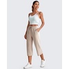 image:imageG4Free Smoofit Wide Leg Capri Pants for Women Adjustable Shockcord High Waist Summer Travel Casual Pants with PocketsLight Khaki