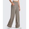 image:imageG4Free Wide Leg Pants for Women Loose Yoga Pants with Pockets PetiteRegularTall Stretch Casual Lounge PantsKhaki Stripe
