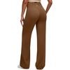 image:imageG4Free BareFeel Womens Wide Leg Yoga Pants Cross Waist High Stretch Waist Casual Trousers with Zipper Pockets 293133Dark Coffee