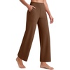 image:imageG4Free EverGoing Wide Leg Ankle Pants for Women 78 Length Yoga Dress Pants High Waist Stretch with Pockets Casual WorkDark Coffee
