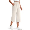 image:imageG4Free Smoofit Wide Leg Capri Pants for Women Adjustable Shockcord High Waist Summer Travel Casual Pants with PocketsIvory
