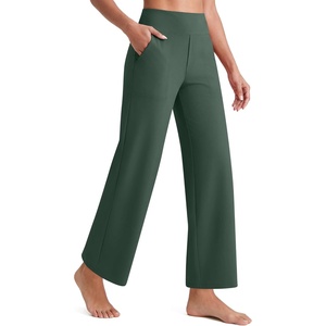 image:imageG4Free EverGoing Wide Leg Ankle Pants for Women 78 Length Yoga Dress Pants High Waist Stretch with Pockets Casual WorkDark Forest Green