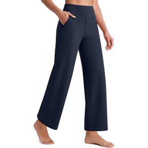 image:imageG4Free EverGoing Wide Leg Ankle Pants for Women 78 Length Yoga Dress Pants High Waist Stretch with Pockets Casual WorkDark Navy