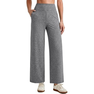 image:imageG4Free EverGoing Wide Leg Ankle Pants for Women 78 Length Yoga Dress Pants High Waist Stretch with Pockets Casual WorkGray Heather