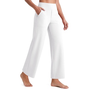 image:imageG4Free EverGoing Wide Leg Ankle Pants for Women 78 Length Yoga Dress Pants High Waist Stretch with Pockets Casual WorkWhite