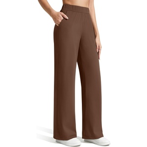 image:imageG4Free ShiftReady Womens Casual Pants with Pockets Wide Leg Elastic Waist Pants StretchDark Coffee