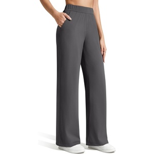 image:imageG4Free ShiftReady Womens Casual Pants with Pockets Wide Leg Elastic Waist Pants StretchDark Gray