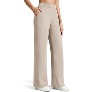 image:imageG4Free ShiftReady Womens Casual Pants with Pockets Wide Leg Elastic Waist Pants StretchLight Khaki
