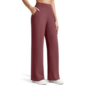 image:imageG4Free ShiftReady Womens Casual Pants with Pockets Wide Leg Elastic Waist Pants StretchWine