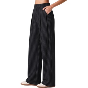 image:imageG4Free ShiftReady Womens Wide Leg Yoga Dress Pants with Pockets High Waisted Work Trousers Dressy CasualBlack Pinstripe
