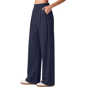 image:imageG4Free ShiftReady Womens Wide Leg Yoga Dress Pants with Pockets High Waisted Work Trousers Dressy CasualDark Navy Pinstripe