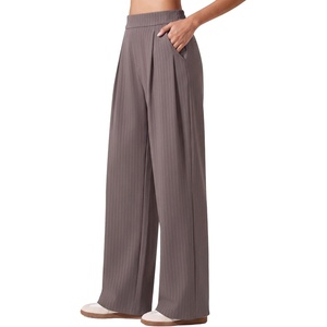 image:imageG4Free ShiftReady Womens Wide Leg Yoga Dress Pants with Pockets High Waisted Work Trousers Dressy CasualTaupe Pinstripe