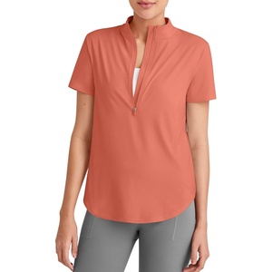 image:imageG4Free Skimetic UPF 50 Womens Workout Tops Short Sleeve Half Zip Golf Shirts Loose Fit Athletic Gym Tshirts RunningBurnt Orange