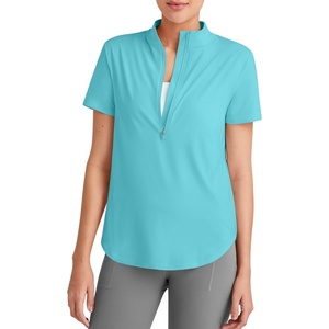 image:imageG4Free Skimetic UPF 50 Womens Workout Tops Short Sleeve Half Zip Golf Shirts Loose Fit Athletic Gym Tshirts RunningLake Blue