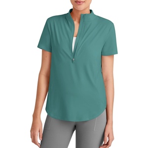 image:imageG4Free Skimetic UPF 50 Womens Workout Tops Short Sleeve Half Zip Golf Shirts Loose Fit Athletic Gym Tshirts RunningMyrtle Green