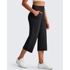 image:imageG4Free BareFeel High Stretch Capri Yoga Pants for Women Soft Wide Leg Pants High Waist Casual Capris with Pockets 212325Black