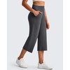 image:imageG4Free BareFeel High Stretch Capri Yoga Pants for Women Soft Wide Leg Pants High Waist Casual Capris with Pockets 212325Dark Gray