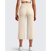 image:imageG4Free BareFeel High Stretch Capri Yoga Pants for Women Soft Wide Leg Pants High Waist Casual Capris with Pockets 212325Light Khaki