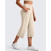 image:imageG4Free BareFeel High Stretch Capri Yoga Pants for Women Soft Wide Leg Pants High Waist Casual Capris with Pockets 212325Light Khaki