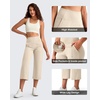 image:imageG4Free BareFeel High Stretch Capri Yoga Pants for Women Soft Wide Leg Pants High Waist Casual Capris with Pockets 212325Light Khaki