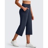 image:imageG4Free BareFeel High Stretch Capri Yoga Pants for Women Soft Wide Leg Pants High Waist Casual Capris with Pockets 212325Royal Blue