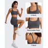 image:imageG4Free BareFeel Square Neck Sports Bra Padded for Women  Strappy Y Back Crop Tank Tops Workout CamisoleDark Gray