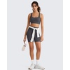 image:imageG4Free BareFeel Square Neck Sports Bra Padded for Women  Strappy Y Back Crop Tank Tops Workout CamisoleDark Gray