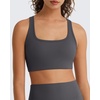 image:imageG4Free BareFeel Square Neck Sports Bra Padded for Women  Strappy Y Back Crop Tank Tops Workout CamisoleDark Gray