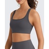 image:imageG4Free BareFeel Square Neck Sports Bra Padded for Women  Strappy Y Back Crop Tank Tops Workout CamisoleDark Gray